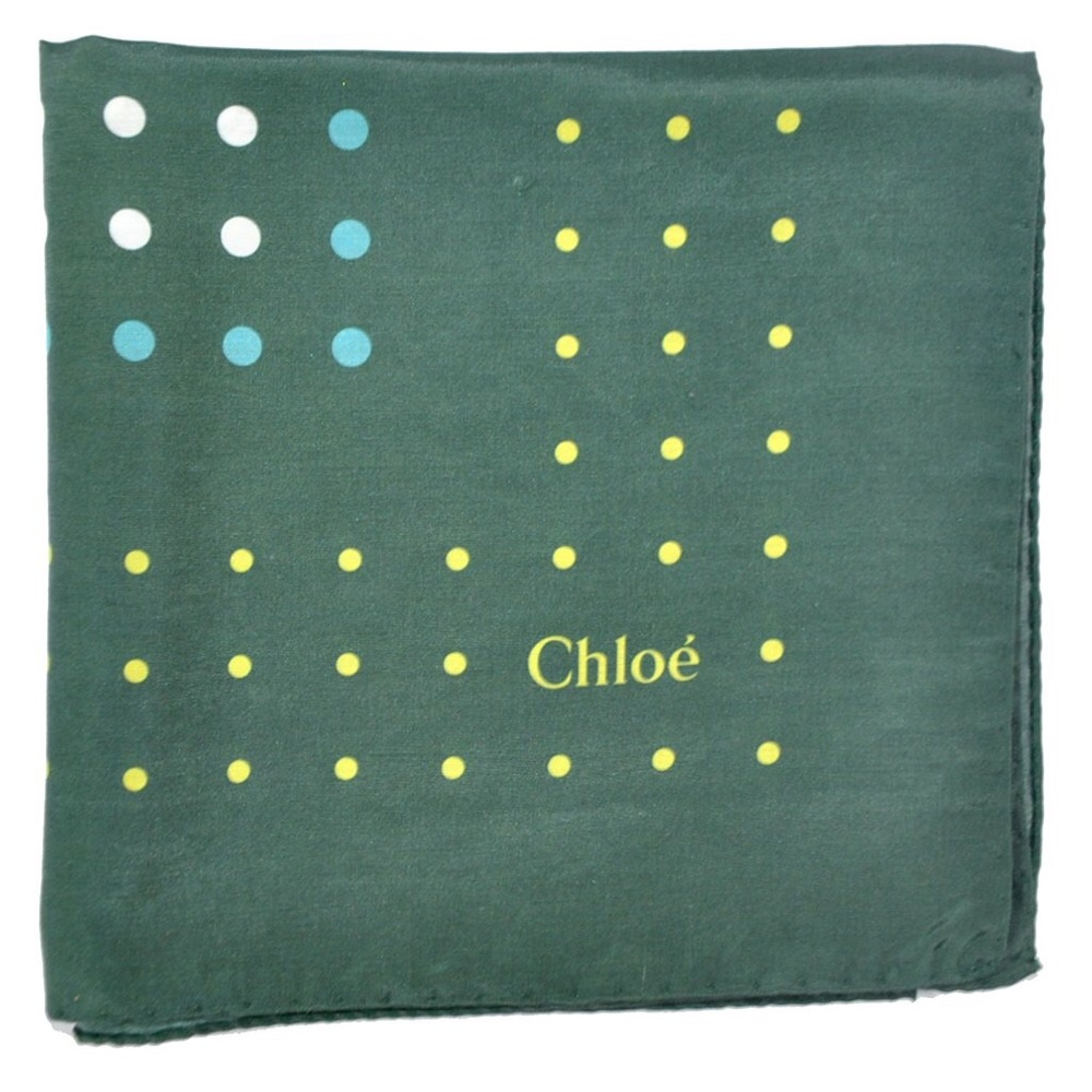 Chloe Scarf Sage Polka Dots 100% Silk